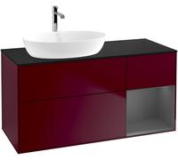 Villeroy and Boch Countertop Basin Unit Finion Peony/Anthracite/Glass Black FA52GKHB
