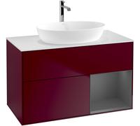 Villeroy and Boch Countertop Basin Unit Finion Peony/Anthracite/Glass White FA21GKHB