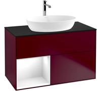 Villeroy and Boch Countertop Basin Unit Finion Peony/Glossy White/Glass Black F772GFHB
