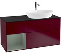 Villeroy and Boch Countertop Basin Unit Finion Peony/Olive/Glass Black F802GMHB