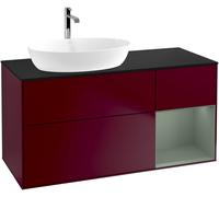 Villeroy and Boch Countertop Basin Unit Finion Peony/Olive/Glass Black F812GMHB