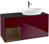 Villeroy and Boch Countertop Basin Unit Finion Peony/Walnut Veneer/Glass Black FA42GNHB