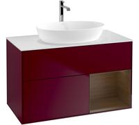 Villeroy and Boch Countertop Basin Unit Finion Peony/Walnut Veneer/Glass White FA21GNHB