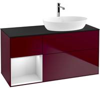 Villeroy and Boch Countertop Basin Unit Finion Peony/White/Glass Black FA42MTHB