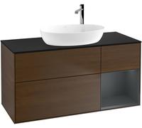 Villeroy and Boch Countertop Basin Unit Finion Walnut Veneer/Midnight Blue/Glass Black F952HGGN