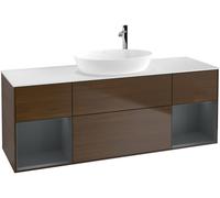 Villeroy and Boch Countertop Basin Unit Finion Walnut Veneer/Midnight Blue/Glass White F981HGGN