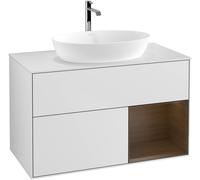 Villeroy and Boch Countertop Basin Unit Finion White/Walnut Veneer/Glass White FA21GNMT