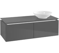 Villeroy and Boch Countertop Basin Unit Legato Washbasin on the right with lighting 1200x380x500mm Glossy Grey