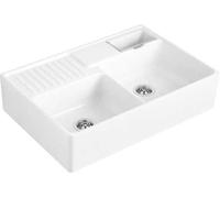 Villeroy and Boch Countertop Sink double with pop up waste 895mm White Alpin 632392R1HL0