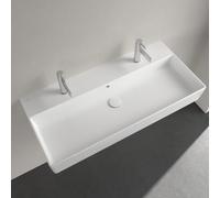 Villeroy and Boch Double Basin Memento 2.0 grounded 2x1 hole with overflow White Alpin CeramicPlus 1000mm