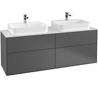 Villeroy and Boch Double Basin Vanity Unit Finion with wall lighting Anthracite/Glass White G43100GK