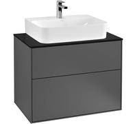 Villeroy and Boch Inset Basin Vanity Unit Finion Anthracite/Glass Black F09200GK