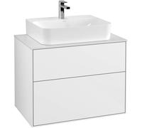 Villeroy and Boch Inset Basin Vanity Unit Finion Glossy White/Glass White F09100GF