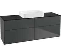 Villeroy and Boch Inset Basin Vanity Unit Finion Midnight Blue/Glass Black F73200HG