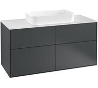 Villeroy and Boch Inset Basin Vanity Unit Finion Midnight Blue/Glass White F26100HG