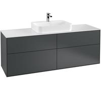 Villeroy and Boch Inset Basin Vanity Unit Finion Midnight Blue/Glass White F44100HG