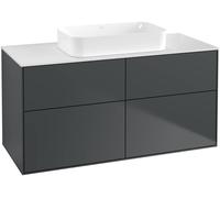 Villeroy and Boch Inset Basin Vanity Unit Finion Midnight Blue/Glass White F67100HG
