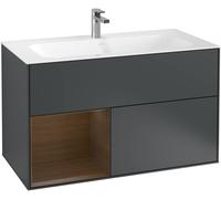 Villeroy and Boch Inset Basin Vanity Unit Finion Midnight Blue/Walnut Veneer G030GNHG
