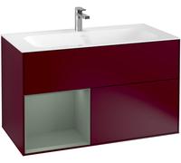 Villeroy and Boch Inset Basin Vanity Unit Finion Peony/Olive F030GMHB