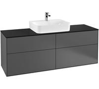 Villeroy and Boch Inset Basin Vanity Unit Finion with wall lighting Anthracite/Glass Black G19200GK
