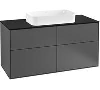 Villeroy and Boch Inset Basin Vanity Unit Finion with wall lighting Anthracite/Glass Black G26200GK