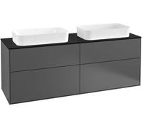 Villeroy and Boch Inset Basin Vanity Unit Finion with wall lighting Anthracite/Glass Black G31200GK