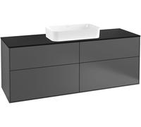 Villeroy and Boch Inset Basin Vanity Unit Finion with wall lighting Anthracite/Glass Black G32200GK