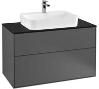 Villeroy and Boch Inset Basin Vanity Unit Finion with wall lighting Anthracite/Glass Black G35200GK