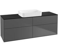 Villeroy and Boch Inset Basin Vanity Unit Finion with wall lighting Anthracite/Glass Black G73200GK