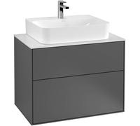 Villeroy and Boch Inset Basin Vanity Unit Finion with wall lighting Anthracite/Glass White G09100GK