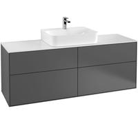 Villeroy and Boch Inset Basin Vanity Unit Finion with wall lighting Anthracite/Glass White G19100GK