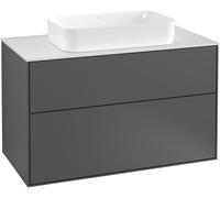 Villeroy and Boch Inset Basin Vanity Unit Finion with wall lighting Anthracite/Glass White G23100GK