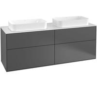 Villeroy and Boch Inset Basin Vanity Unit Finion with wall lighting Anthracite/Glass White G31100GK