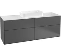 Villeroy and Boch Inset Basin Vanity Unit Finion with wall lighting Anthracite/Glass White G32100GK