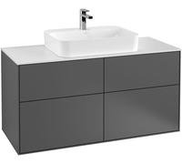 Villeroy and Boch Inset Basin Vanity Unit Finion with wall lighting Anthracite/Glass White G38100GK