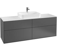 Villeroy and Boch Inset Basin Vanity Unit Finion with wall lighting Anthracite/Glass White G44100GK