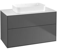 Villeroy and Boch Inset Basin Vanity Unit Finion with wall lighting Anthracite/Glass White G64100GK