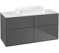 Villeroy and Boch Inset Basin Vanity Unit Finion with wall lighting Anthracite/Glass White G67100GK