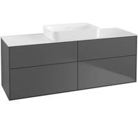 Villeroy and Boch Inset Basin Vanity Unit Finion with wall lighting Anthracite/Glass White G73100GK