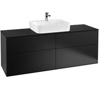 Villeroy and Boch Inset Basin Vanity Unit Finion with wall lighting Black/Glass Black G19200PD