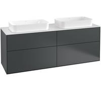 Villeroy and Boch Inset Basin Vanity Unit Finion with wall lighting Midnight Blue/Glass White G31100HG