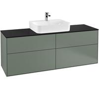Villeroy and Boch Inset Basin Vanity Unit Finion with wall lighting Olive/Glass Black G19200GM