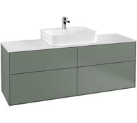 Villeroy and Boch Inset Basin Vanity Unit Finion with wall lighting Olive/Glass White G19100GM