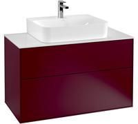 Villeroy and Boch Inset Basin Vanity Unit Finion with wall lighting Peony/Glass White G10100HB