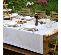 Villeroy and Boch La Classica Luxury Linen Fabric Tablecloth, 70" x 96", White