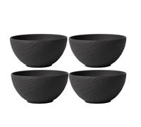 Villeroy and Boch Manufacture Rock Bowl, 430 ml, 14 cm, Premium Porcelain, Dishwasher, Microwave Safe, Black, 4-Piece