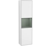 Villeroy and Boch Tall Bathroom Cabinet Finion 2 doors Left 1515x420mm 1 LED Glossy White Lacquer/Olive Matt Lacquer