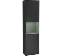 Villeroy and Boch Tall Bathroom Cabinet Finion 2 doors Left 1515x420mm 3 LED Black Matt Lacquer/Olive Matt Lacquer