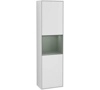 Villeroy and Boch Tall Bathroom Cabinet Finion 2 doors Left 1515x420mm 3 LED White Matt Lacquer/Olive Matt Lacquer
