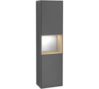 Villeroy and Boch Tall Bathroom Cabinet Finion 2 doors Right 1515x420mm 1 LED Anthracite Matt Lacquer/Oak Veneer